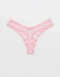 SMOOTHEZ Microfiber Lace High Cut Thong Underwear