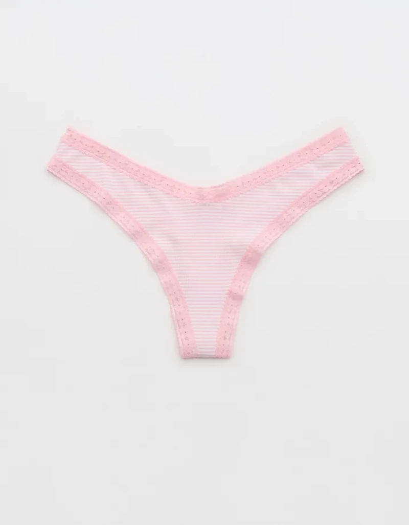 SMOOTHEZ Microfiber Lace High Cut Thong Underwear