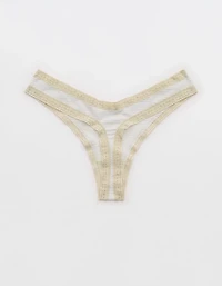 SMOOTHEZ Microfiber Lace High Cut Thong Underwear