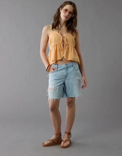 AE 8" Strigid Ripped Perfect Denim Bermuda Short