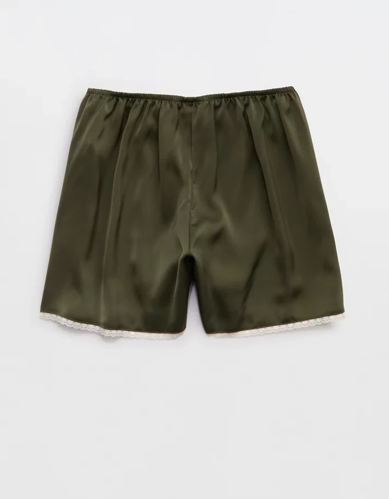 OVERSLEPT by Aerie Liquid Satin Lace Trim Short