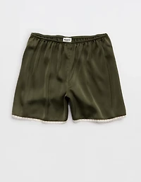 OVERSLEPT by Aerie Liquid Satin Lace Trim Short