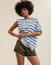 OVERSLEPT by Aerie Liquid Satin Lace Trim Short