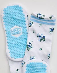 LUCKY HONEY Flower Grip Socks