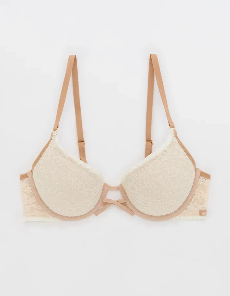 Show Off Vintage Lace Plunge Push Up Bra