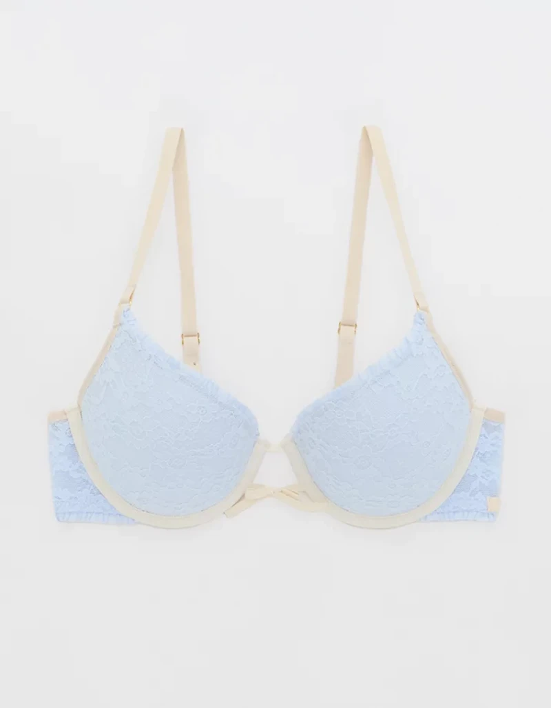 Show Off Vintage Lace Plunge Push Up Bra