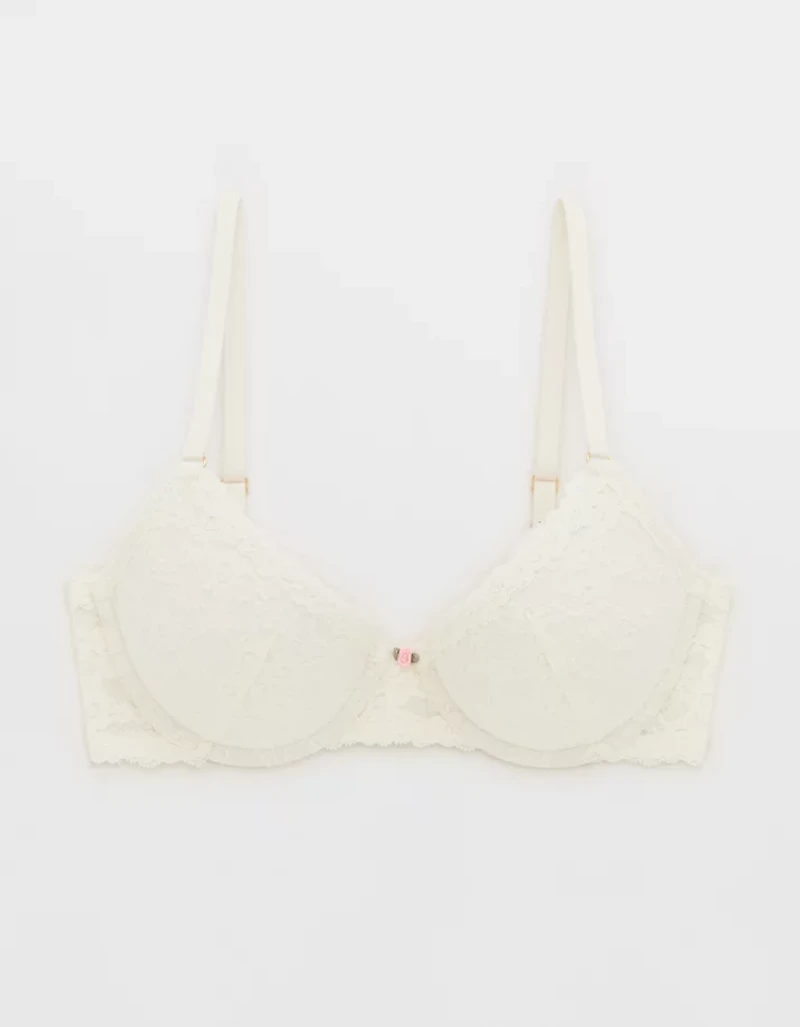 Show Off Vintage Lace Plunge Push Up Bra