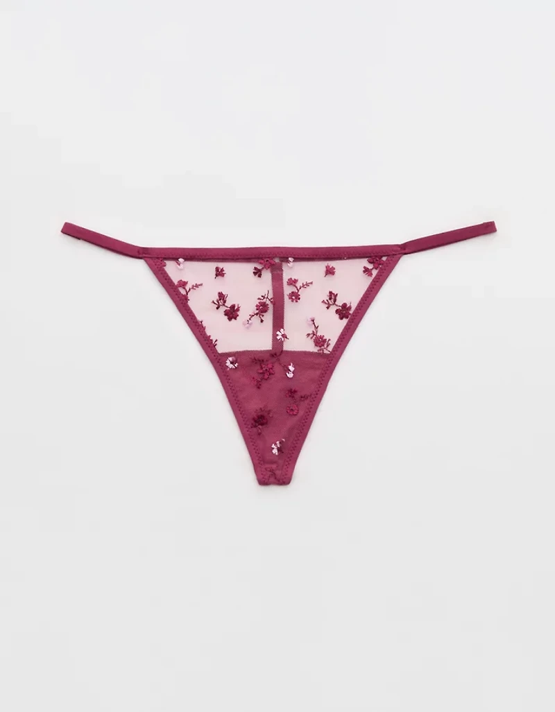 Show Off Embroidery String Thong Underwear