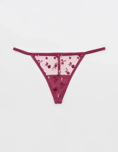 Show Off Embroidery String Thong Underwear