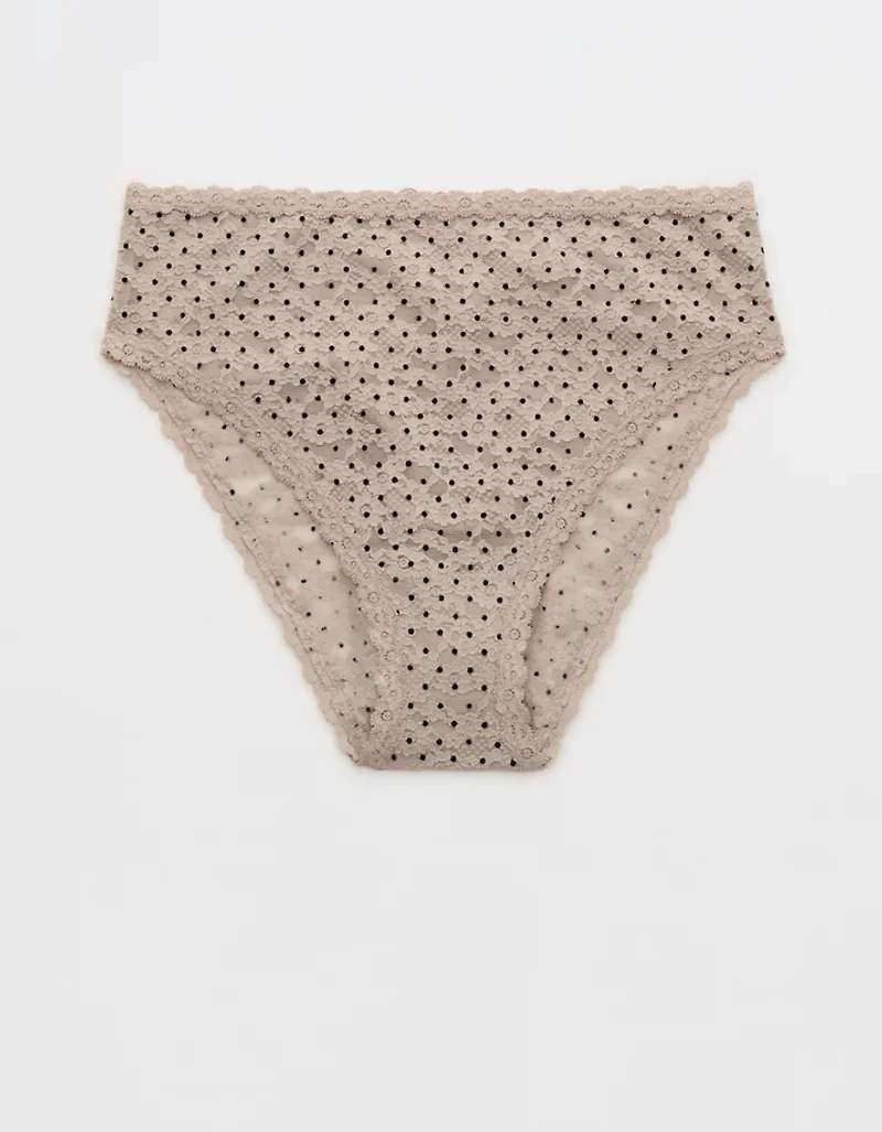 Show Off Flocked Vintage Lace High Waisted Bikini Underwear