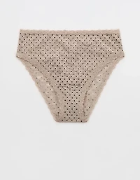 Show Off Flocked Vintage Lace High Waisted Bikini Underwear