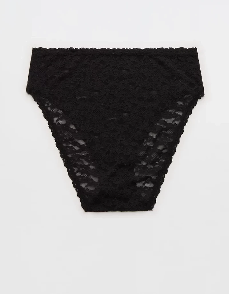 Show Off Flocked Vintage Lace High Waisted Bikini Underwear