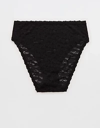 Show Off Flocked Vintage Lace High Waisted Bikini Underwear