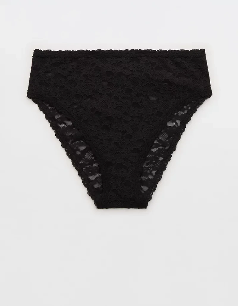 Show Off Flocked Vintage Lace High Waisted Bikini Underwear