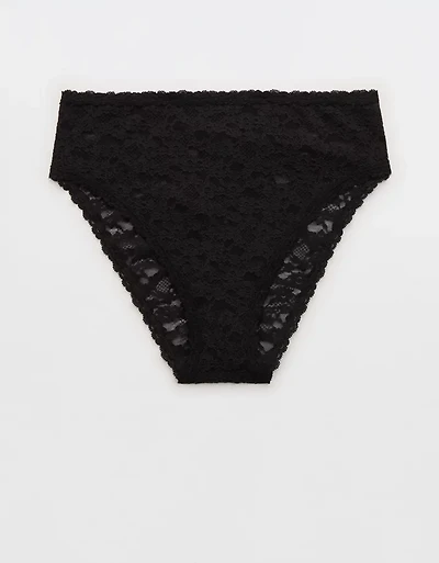 Show Off Flocked Vintage Lace High Waisted Bikini Underwear