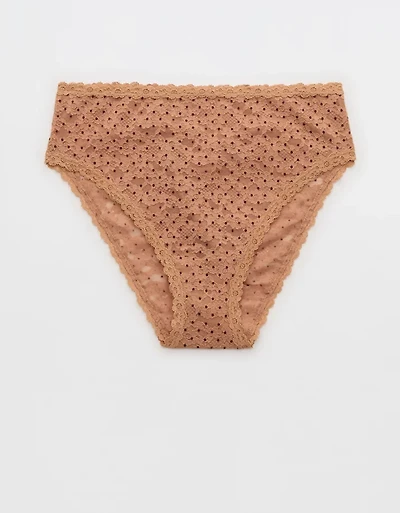 Show Off Flocked Vintage Lace High Waisted Bikini Underwear
