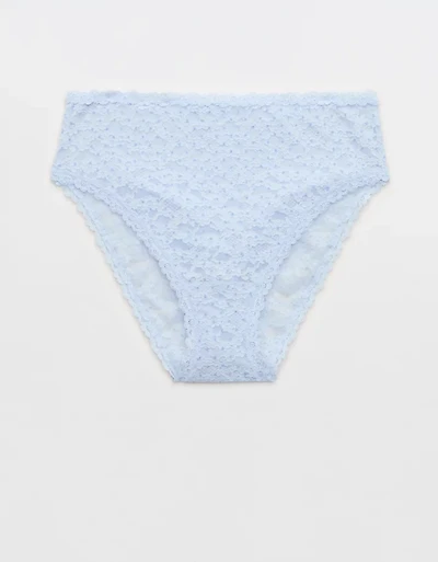 Show Off Flocked Vintage Lace High Waisted Bikini Underwear