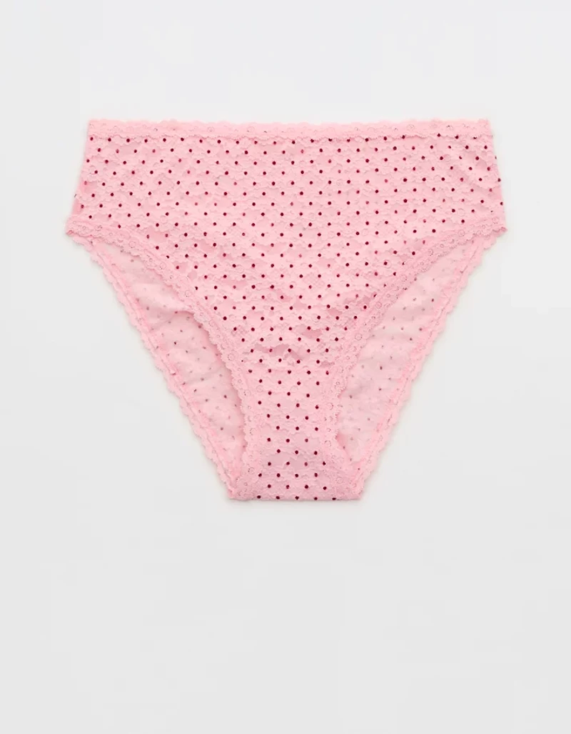 Show Off Flocked Vintage Lace High Waisted Bikini Underwear