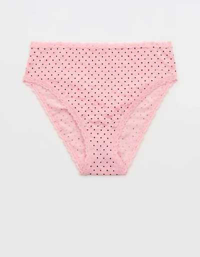 Show Off Flocked Vintage Lace High Waisted Bikini Underwear