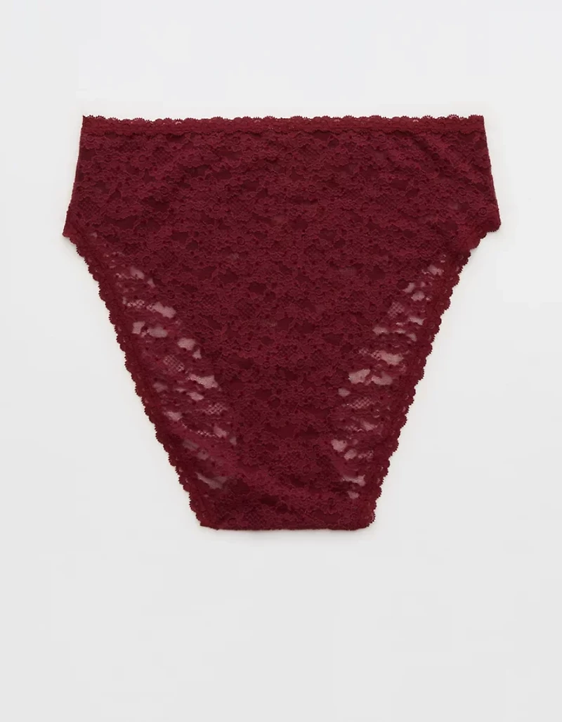 Show Off Flocked Vintage Lace High Waisted Bikini Underwear