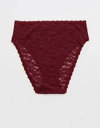 Show Off Flocked Vintage Lace High Waisted Bikini Underwear