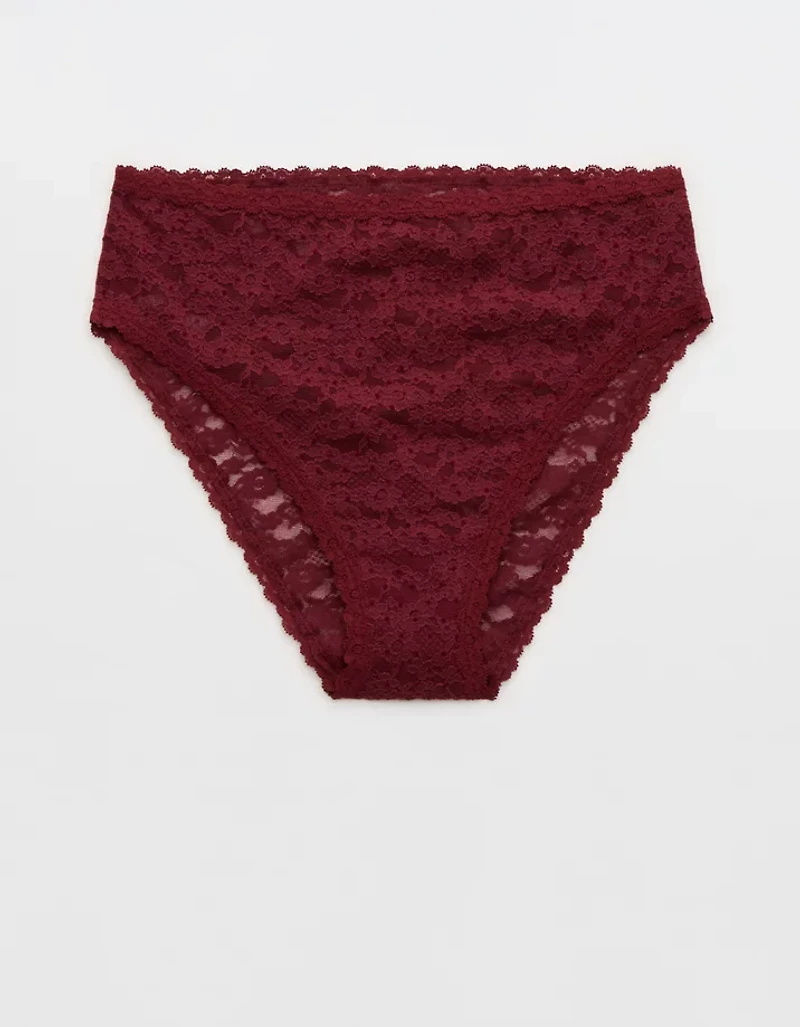 Show Off Flocked Vintage Lace High Waisted Bikini Underwear