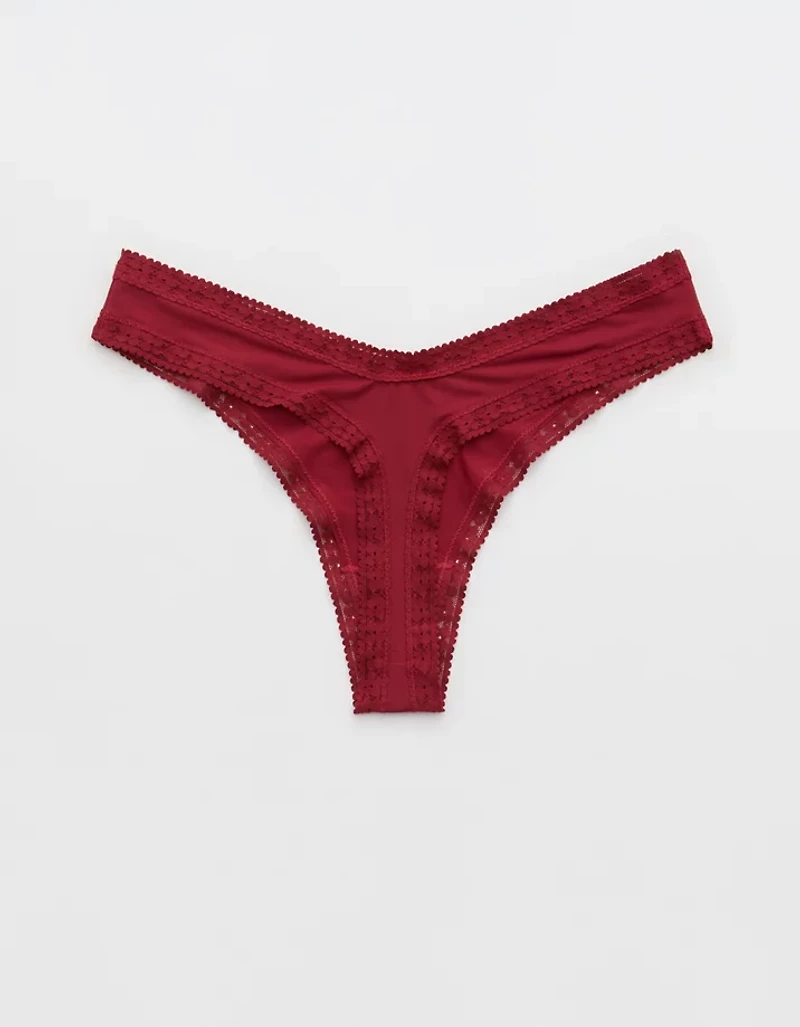 SMOOTHEZ Microfiber Lace Thong Underwear