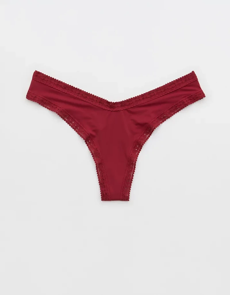 SMOOTHEZ Microfiber Lace Thong Underwear