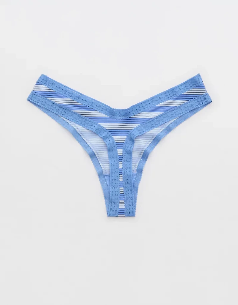 SMOOTHEZ Microfiber Lace Thong Underwear