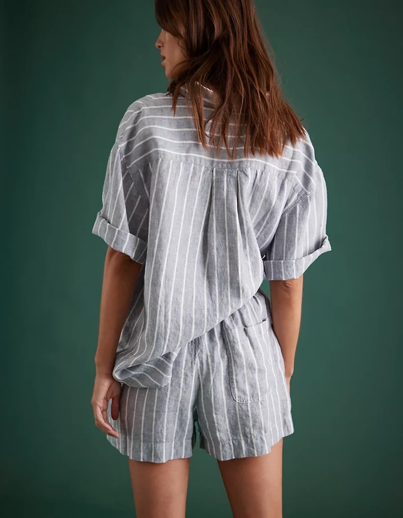 Short à ceinture élastique en lin haut de gamme AE77