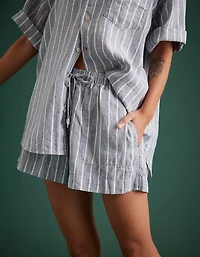 Short à ceinture élastique en lin haut de gamme AE77