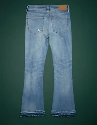 Jean à jambe évasée court taille haute haut de gamme AE77