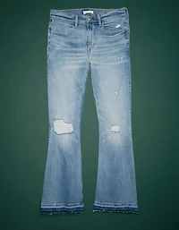 Jean à jambe évasée court taille haute haut de gamme AE77