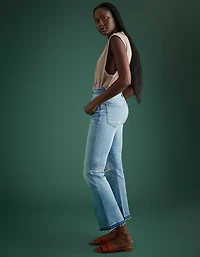 Jean à jambe évasée court taille haute haut de gamme AE77