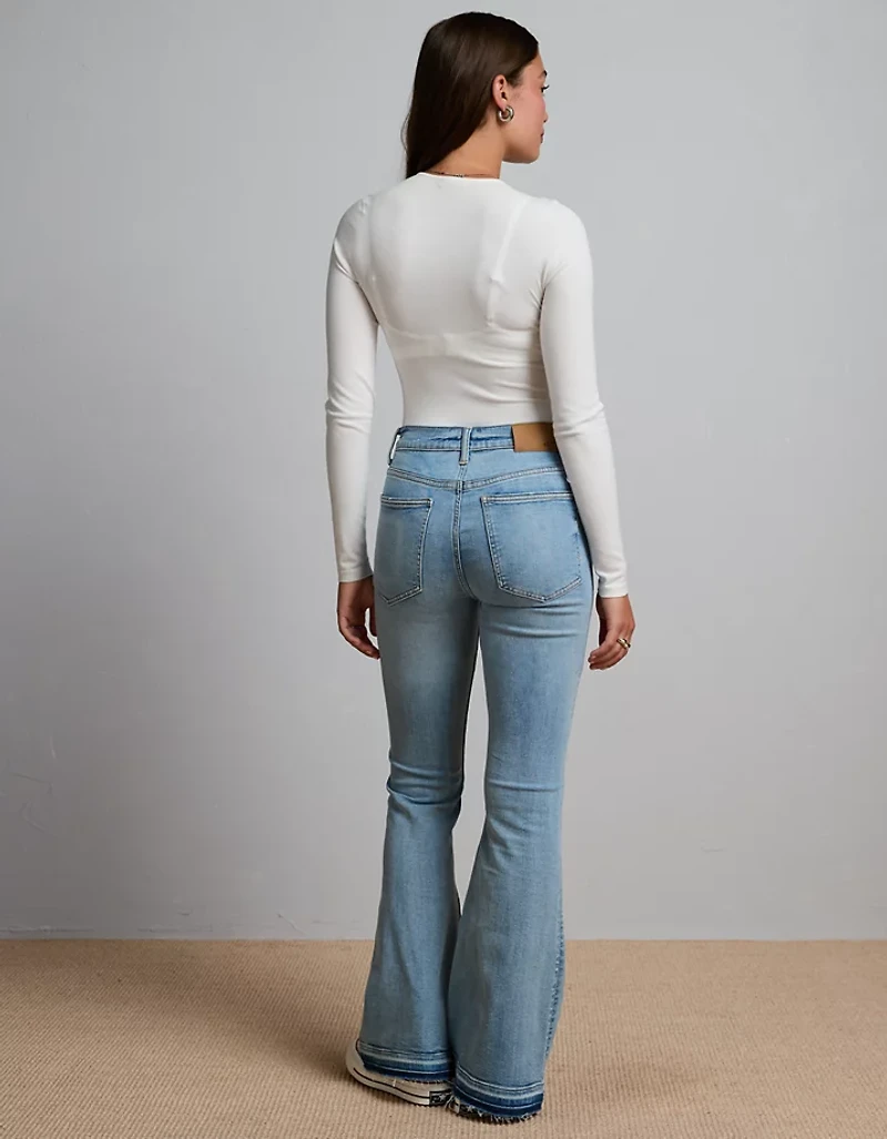 Jean à jambe évasée taille haute haut de gamme AE77