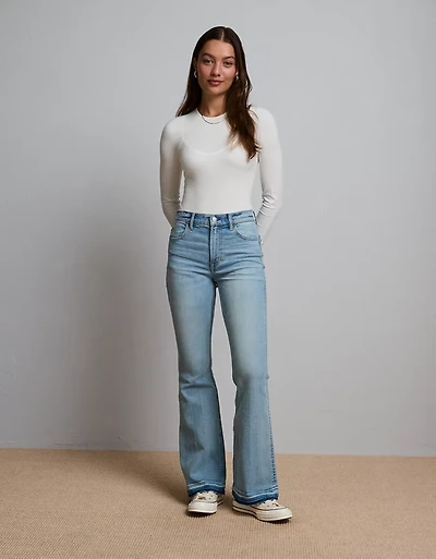 Jean à jambe évasée taille haute haut de gamme AE77