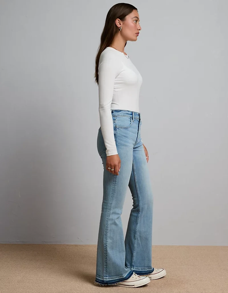 Jean à jambe évasée taille haute haut de gamme AE77