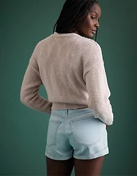 Short découpé en denim à taille haute haut de gamme AE77