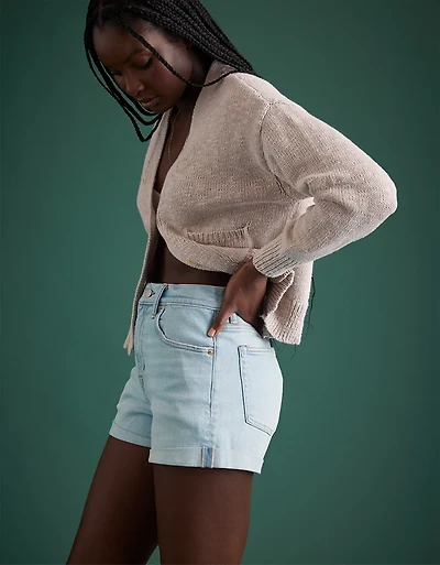 Short découpé en denim à taille haute haut de gamme AE77
