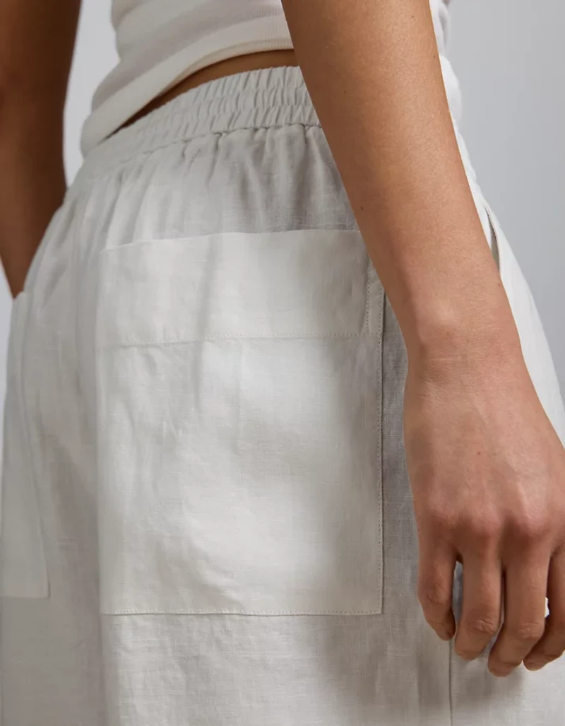 Pantalon à ceinture élastique en lin haut de gamme AE77