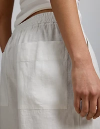 Pantalon à ceinture élastique en lin haut de gamme AE77