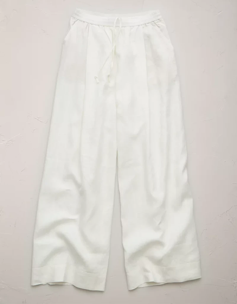 Pantalon à ceinture élastique en lin haut de gamme AE77