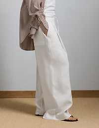 Pantalon à ceinture élastique en lin haut de gamme AE77