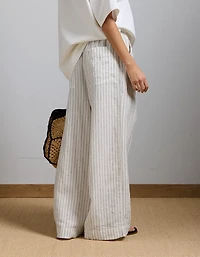 Pantalon à ceinture élastique en lin haut de gamme AE77