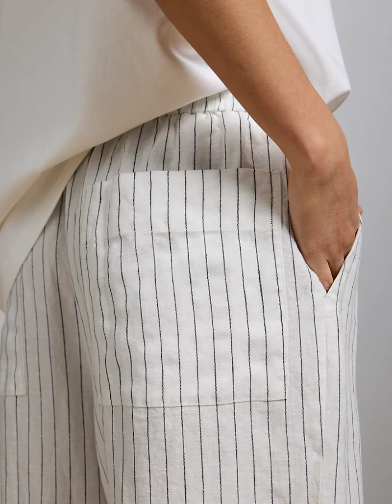 Pantalon à ceinture élastique en lin haut de gamme AE77