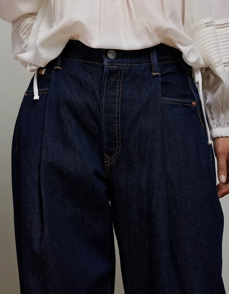 AE77 Premium Pleated Barrel Jean