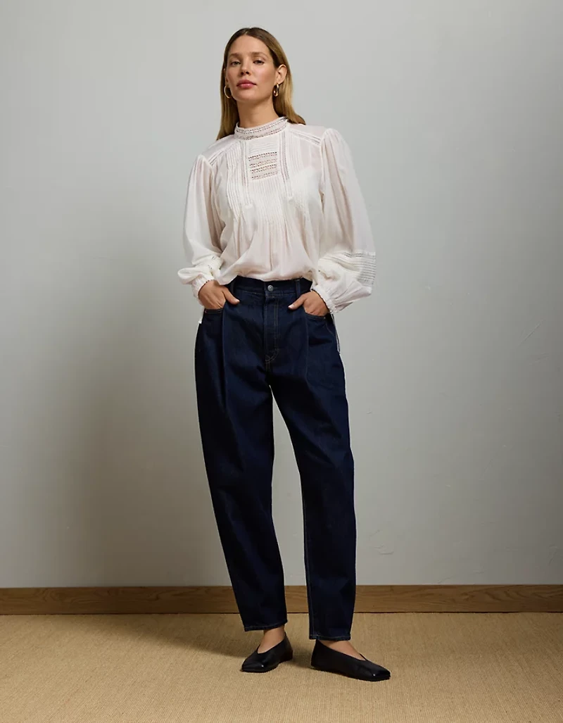 AE77 Premium Pleated Barrel Jean