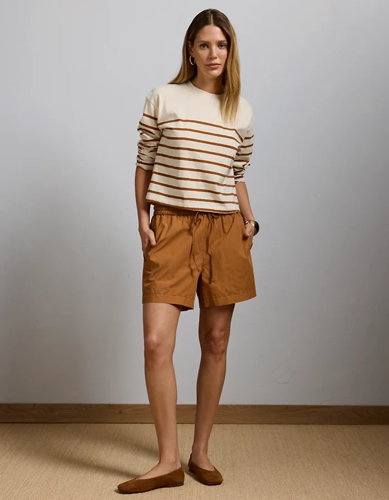 Short à ceinture élastique en popeline haut de gamme AE77