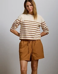 Short à ceinture élastique en popeline haut de gamme AE77