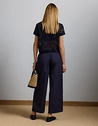 Pantalon à ceinture élastique en popeline haut de gamme AE77